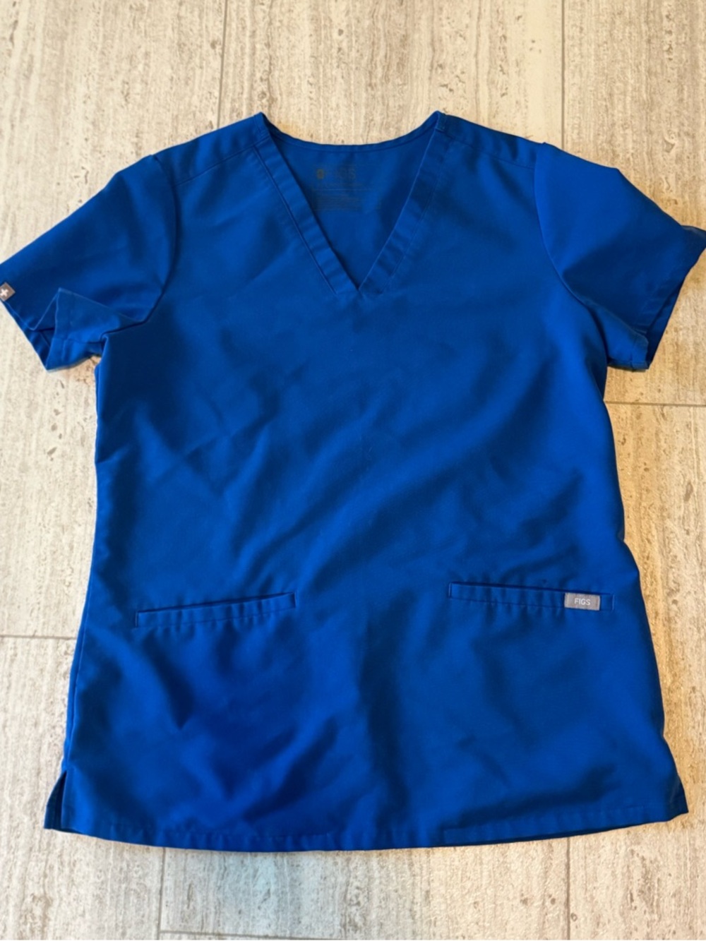 FIGS Royal Blue Scrub Top Womens V Neck Medical Uniform